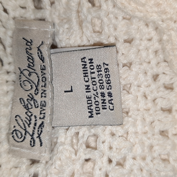 Lucky Brand Live in Love cream coloured soft 100% cotton knit pullover L - Picture 7 of 8